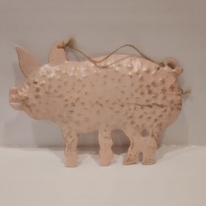 Pink Metal Pig Wall Decor